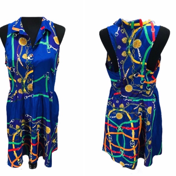 Sweet Rain Buckle Designs Dress, Blue, Large - Picture 1 of 11